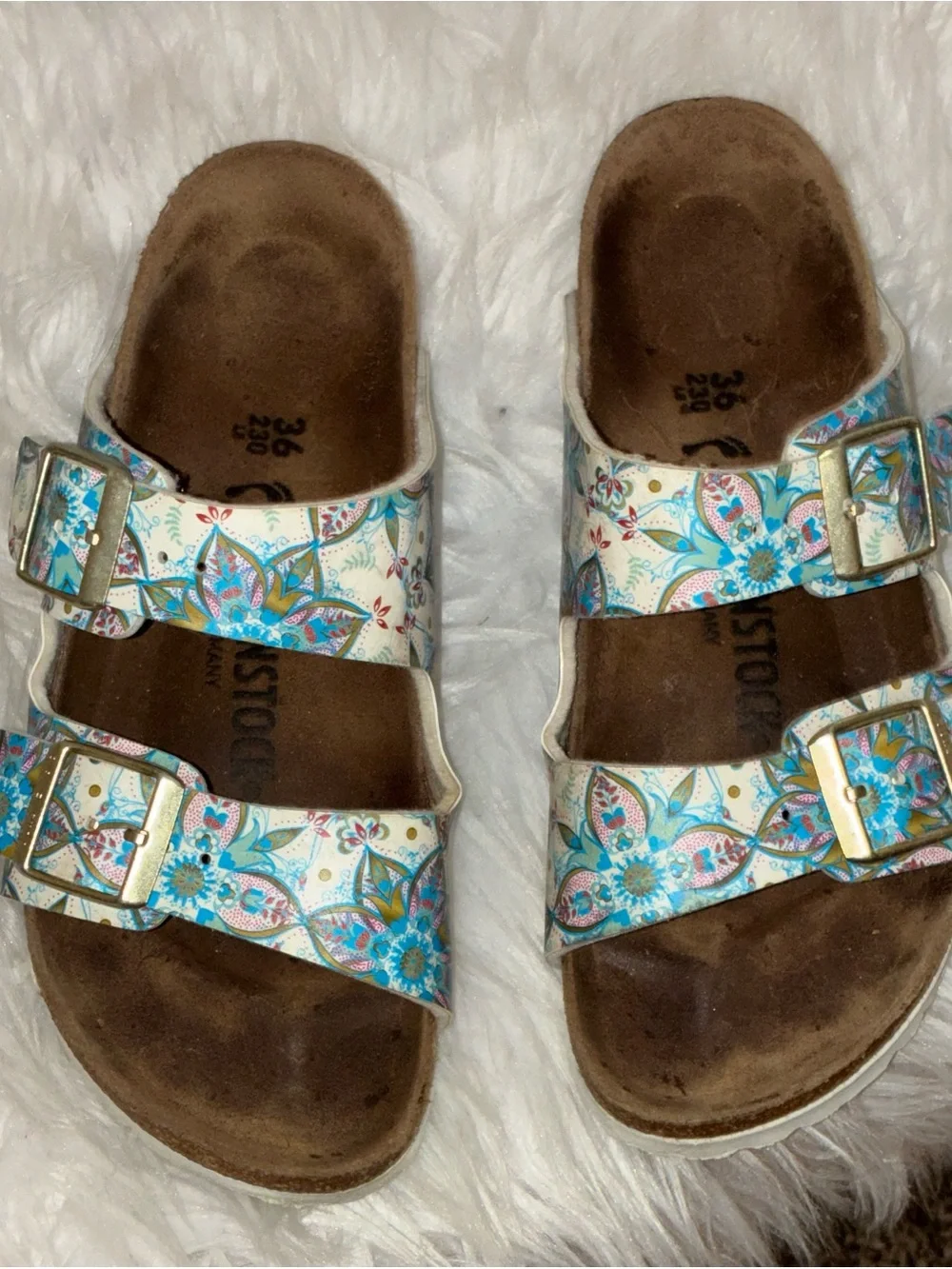 Birkenstock Flor Boho Flowers White Sz 36